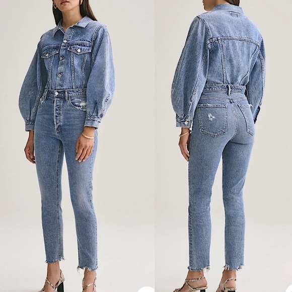 Agolde Nico High Rise Slim Jeans Distressed Scandi Girl